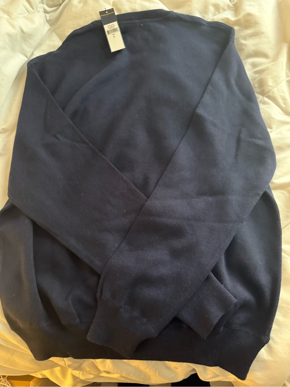 Men’s Polo Ralph Lauren navy blue crew neck cotton sweater .  L - Picture 3 of 8